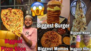 BIGGEST FOODS OF DELHI - Monster Pizza Slice, Burger, Momos, Naan, Icecream Etc.