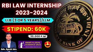 RBI Law Internship (2023-2024) *EVERYONE CAN APPLY* | Smart & Legal Guidance