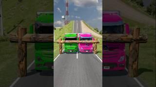 Colourful Cars & Cargo Trucks Buses vs Logs Trap - BeamNG Drive