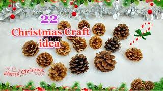 DIY 22 Christmas Decoration idea with pine cone |Best out of waste Christmas craft idea159