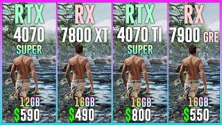 RTX 4070 SUPER vs RX 7800 XT vs RTX 4070 TI SUPER vs RX 7900 GRE - Test in 20 Games