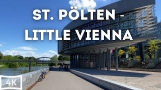 Cozy city Sankt Pölten near Vienna Austria 4k Walk 