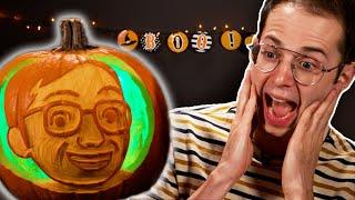 Carving Each Other's Faces On To Pumpkins 