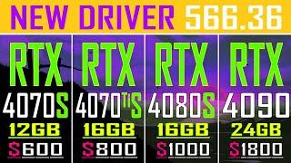 RTX 4070 SUPER vs RTX 4070Ti SUPER  vs RTX 4080 SUPER vs RTX 4090 || NEW DRIVER - 566.36 ||