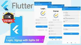 Flutter Login, Signup with Sqlite DB  - 1  by Sample Code | Flutter Tutorial | Flutter 2021