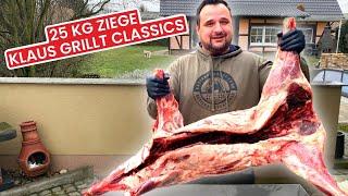 XXL 48kg billy goat grilled in a wood oven bloodless version --- Klaus grills