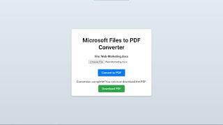 Microsoft Files to PDF Converter Using HTML, CSS and JavaScript with Source Code