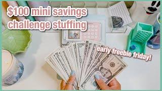 $100 mini savings challenge stuffing | EARLY FREEBIE FRIDAY | budgetwithamanda