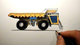 Как нарисовать Самосвал Белаз | Dump truck drawing