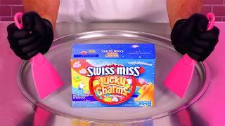 The CRAZY World of Ice Cream Rolls with Swiss Miss Lucky Charms | Hot Chocolate & Marshmallows ASMR