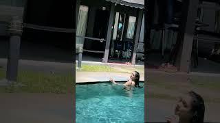 mallika singh is swimming, but there is someone's shadow in the window?  #mallikasingh #swimming