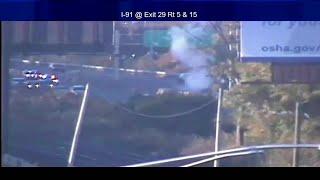 DOT CAM: Vehicle fire on Route 15 in Hartford