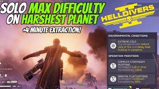 Helldivers 2 - SOLO Helldive Against Harshest Planet Effects (Best Loadout Vs 4 Minute Extraction)