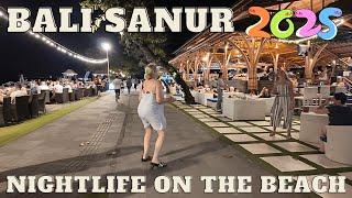 Bali Sanur 4k Night Beachfront Walking Tour 2025