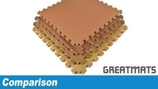 Greatmats Wood Grain Foam Floor Tiles Comparison - Reversible vs. NonReversible