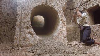 Amazing! Girl Solo Builds The Most Beautiful Underground Swimming Pool House Tunnel Slide