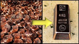 Scrap Yard Bullion Bar - Pure Copper Swarf  - ASMR Metal Melting - Trash To Treasure - BigStackD