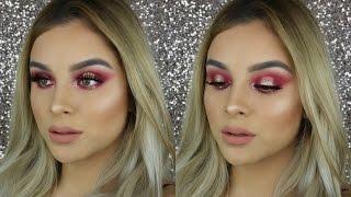 Cranberry & Gold Glitter Halo Eye | Aidette Cancino