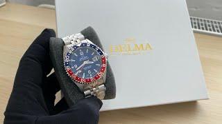 Men's Delma Watch Santiago GMT Meridian Silver / Blue Red 43MM Automatic