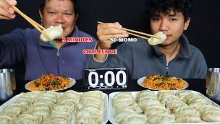 50 CHICKEN MOMO EATING CHALLENGE  IN 5 MINUTES WITH SPICY NOODLES  @tham_thapa