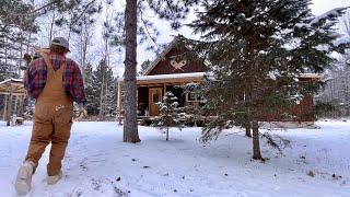 First Snowfall Of 2024 At Our Homestead In Minnesota: Log Cabin Update