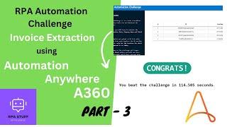 RPA Challenge - Invoice Extraction (Part 3) | Automation Anywhere A360 | IQ Bot |