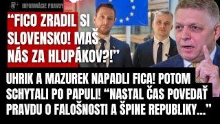 Uhrik a Mazúrek napadli Fica pred kamerami! Potom schytali po papuli! “Nastal čas o vás povedať…”