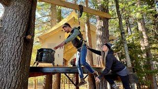 This Was Sketchy! | Off-Grid Treehouse Build | Ep: 26