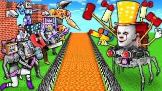 SURVIVAL BASE of SKIBIDI CLOWN vs TV WOMAN and TV MAN TITAN and SPEAKER MAN in MINECRAFT animation