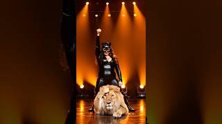 Catwoman and Lion wow the crowd on the AGT stage.  #agt #catwoman