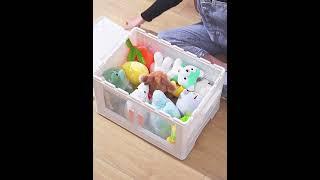 Diertvas 접이식 폴더형 수납함 다용도 대용량 투명 플라스틱 리빙박스 접이식 오픈형 리빙박 투명 폴딩박스 오픈형 폴딩 리빙박스 캠핑 수납정리함 투명 리빙박스