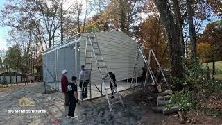 BIG Metal Structures- 24' x 30' x 12' metal garage installed in Mount Airy, NC