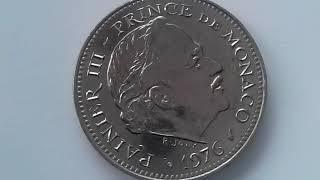 5 Francs Rainier 3  1976  Monaco   old coin Exp rare