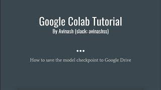 How to save the model checkpoint to Google Drive - Part 1