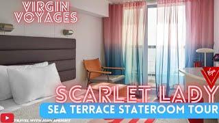 VIRGIN VOYAGES SCARLET LADY SEA TERRACE (BALCONY) CABIN TOUR (10126A)