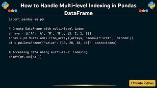 How to Handle Multi level Indexing in Pandas DataFrame