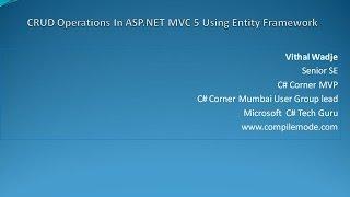 CRUD Operations In ASP.NET MVC 5 Using Entity Framework