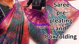 Saree Pre-pleating and Box folding with ( KANCHIPURAM SILK SAREE )  #trending #silksaree #viral