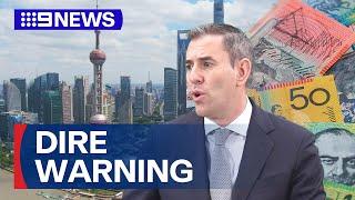 Treasurer warns China's slowing economy could wreak havoc on Australia | 9 News Australia