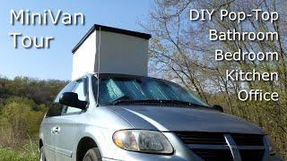 Full Van Tour - Amazingly Large and Roomy Minivan Camper van with a DIY PopTop.