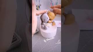 зайка и мишка из мастики, фигурки на торт, МК. Sugar bunny and bear, cake topper, fondant tutorial