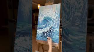 Картина текстурной пастой.Океан. Волна. painting with textured paste.  wave