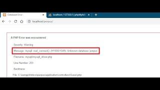 [fix codeigniter] Message: mysqli::real_connect(): (HY000/1049): Unknown database 'perpus'