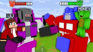 JJ Transformer vs Mikey Optimus Prime Giant Titan Fight Battle - Maizen Minecraft Animation