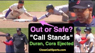 E82-3 - Jarren Duran Ejected w Alex Cora as Replay Review "Call Stands" Doug Eddings' Out @ 2nd Base