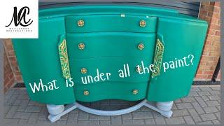 Refinishing an Old Cabinet after Removing Paint and Repairing Damage