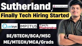 Sutherland Finally Tech Hiring | TechM, Quadeye, Rupeek Hiring | Off Campus Drive 2025, 2024-2021