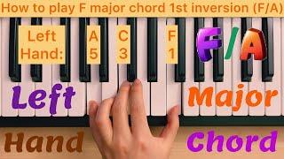 Piano Lesson 110: How to play F/A (1st inversion) major chord with the left hand tutorial