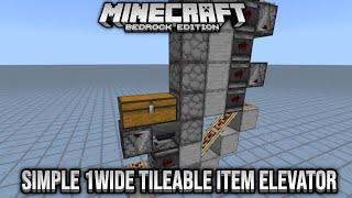 Simple 1-Wide Tileable Silent Item Elevator Minecraft Bedrock Tutorial 1.17