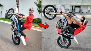 YOUNG COUPLE SHREDS DIRT BIKE AT LOT!